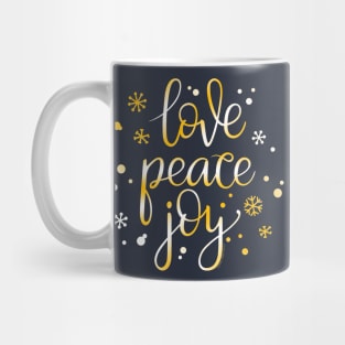 Pretty Holiday Love Peace and Joy Christmas Mug